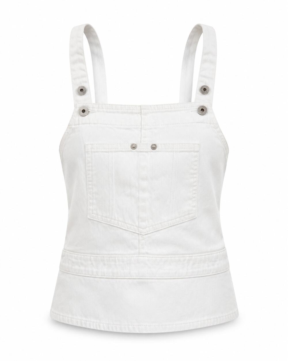 EVE Denim White Denim Crop Top Women's XS Adjustable Strap Button Back Y2K